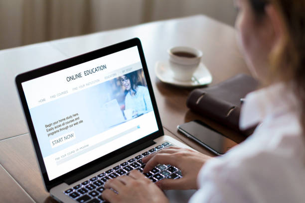 istock Young girl using online education website 1226830569