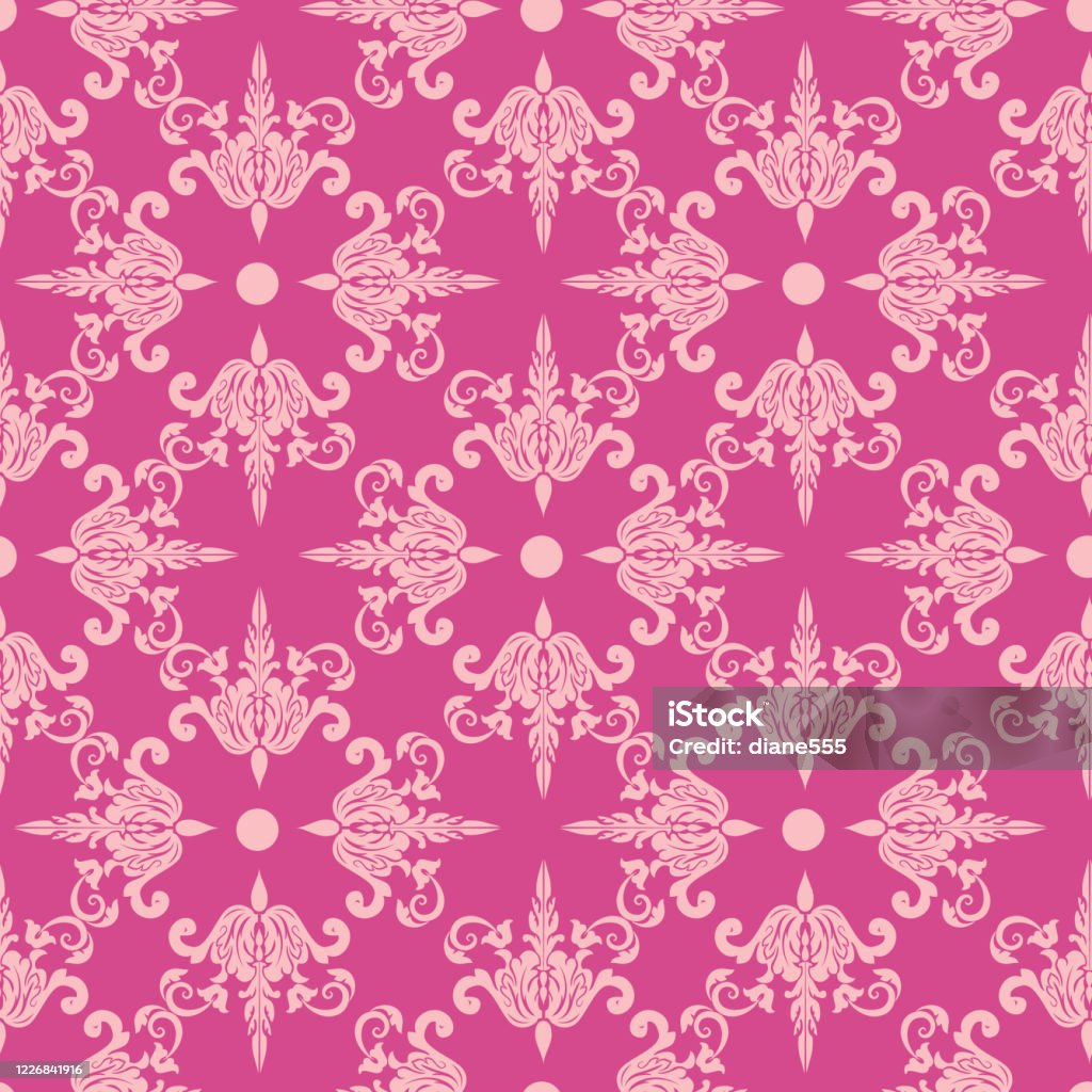 Pink Flock Pattern Pink Damask Background