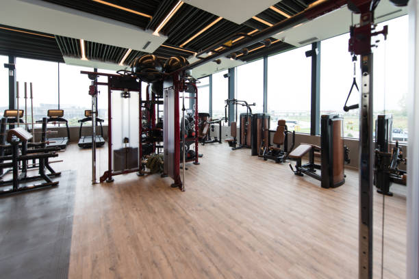 istock Interior Of New Modern Gym With Equipment 1226844880