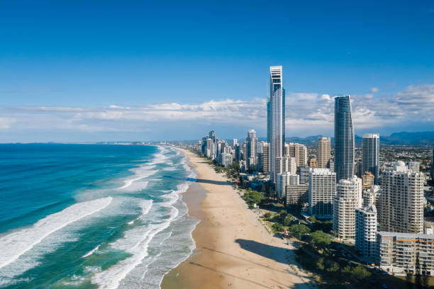 Aerial shot of Gold Coast, Australia. stock photo