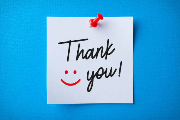 istock White Sticky Note With Thank You And Red Push Pin On Blue Background 1226849594