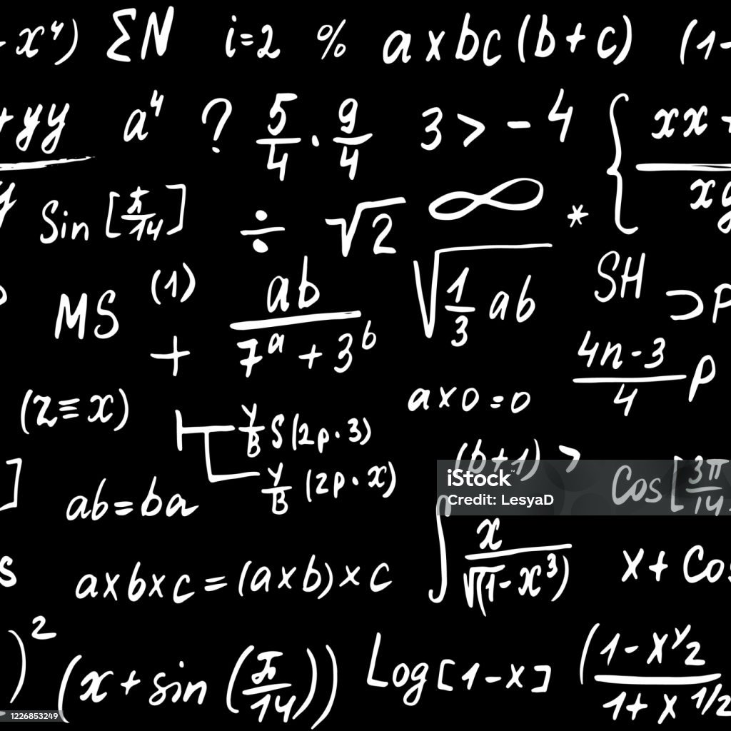 Equation Math Fafe Math Formulas Seamless Pattern Hand Drawn Mathematical Equations Vector ...