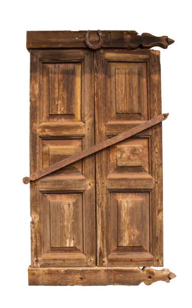 istock old wooden window with closed shutters. isolated on a white background 1226857911