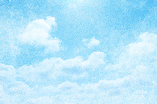 pastel color summer blue sky and cloud abstract on natural grunge watercolor paint background
