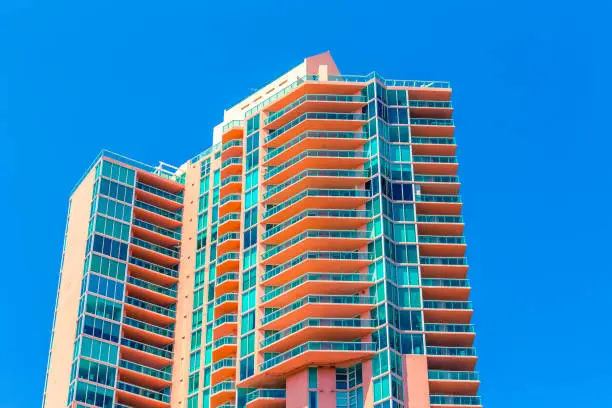 modern condominium view with sky background in Aventura Florida