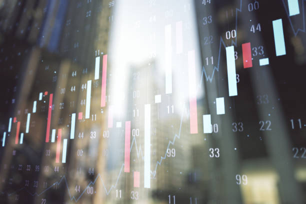 istock Multi exposure of abstract financial graph on office buildings background, forex and investment concept 1226862401