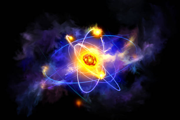 Atom, abstract scientific background Atom, abstract scientific background atom nuclear energy physics science stock illustrations