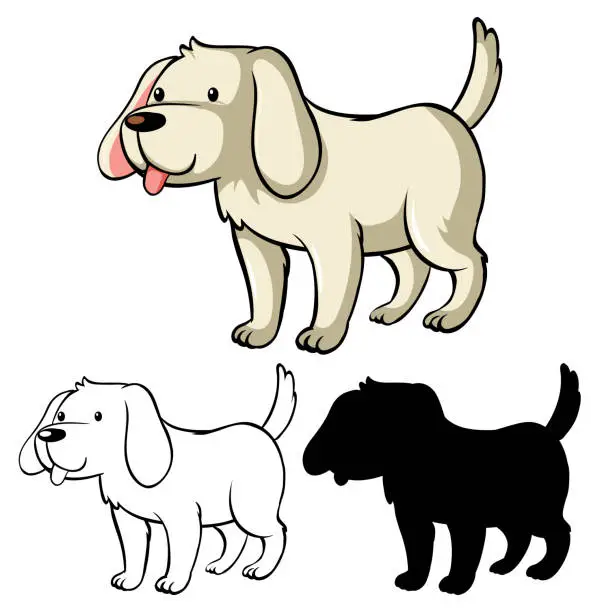 Vector illustration of Children dog coloring worksheet