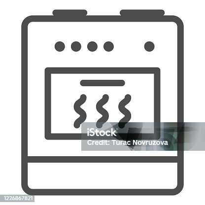istock Stove line icon, bakery concept, oven sign on white background, kitchen stove icon in outline style for mobile concept and web design. Vector graphics. 1226867821