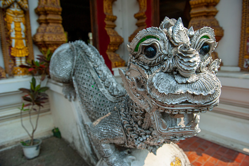 Sculpture Detail of Thai Temple in Bangkok in Thailand