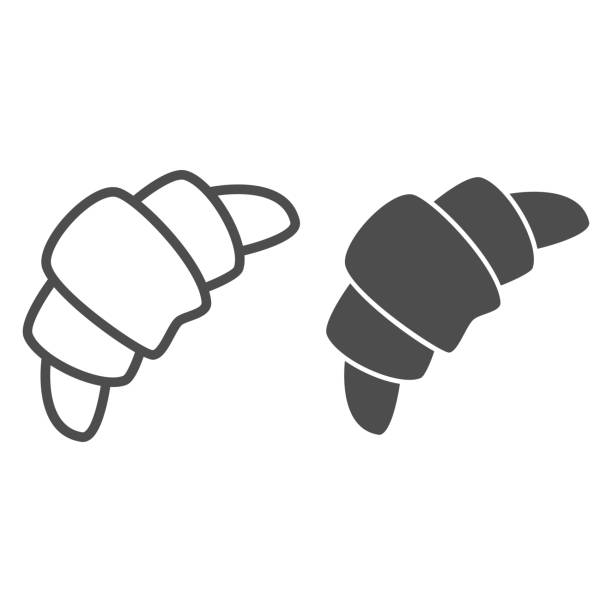 croissant vonal és tömör ikon, pékség koncepció, hagyományos francia snack jel fehér alapon, croissant ikon vázlatos stílusban a mobil koncepcióhoz és a webdesignhoz. vektorgrafikus. - croissant témájú stock illusztrációk