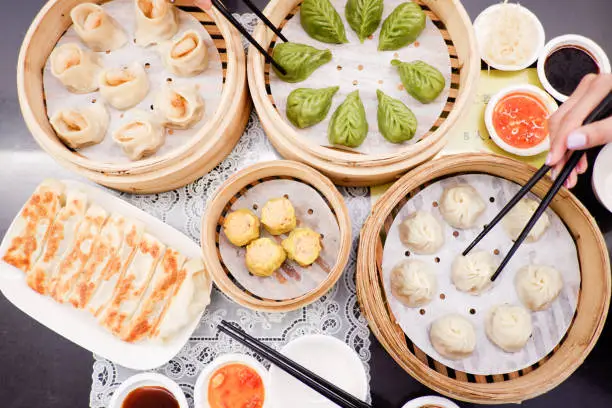 Dim Sum and Xiao long bao set in the steam basket