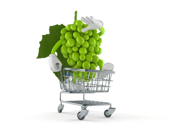istock Grapes character inside shopping cart 1226871845