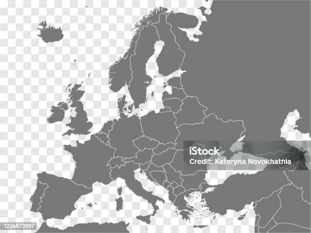 Ilustración de Mapa De Vector Es Europa Gris Similar Europa Mapa Vectorial En Blanco Sobre Fondo Transparente Mapa De Europa Similar Gris Con Fronteras De Todos Los Países Y Turquía Israel Armenia Georgia Azerbaiyán Eps10 y más Vectores Libres de Derechos de Europa - Continente