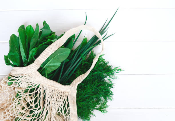 istock Package-free shopping. Eco friendly bag with herbs. Zero waste concept 1226875400