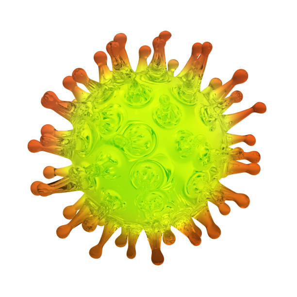 Virus bacteria cell colorful 3D render image isolated on white background. Flu, influenza, sars, coronavirus model illustration. Covid-19 bacterium illustration stock photo
