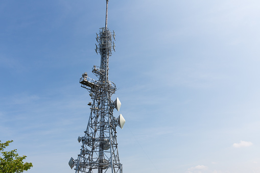 Communications tower for mobile phone and TV on the top of mountain.