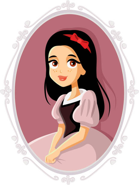 ilustraciones, imágenes clip art, dibujos animados e iconos de stock de bonita joven princesa vector ilustración - pelo de blancanieves