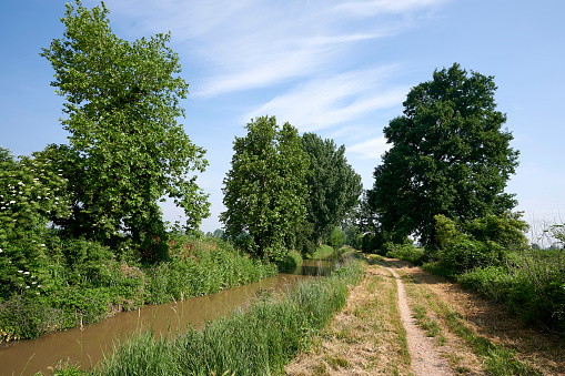 Migliaro (Cr), Italy, the bycle path of the Civic Canal
