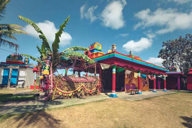 hindu temple saint pierre, reunion island - September 17, 2018: colorful hindu temple on reunion island. tamil temple stock pictures, royalty-free photos & images