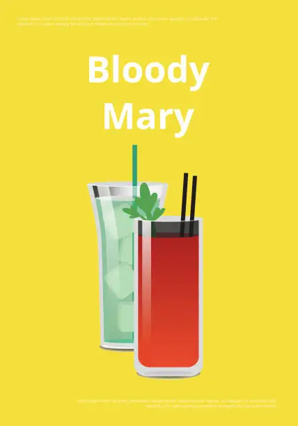 Vector illustration of Bloody Mary Promo Poster with Tomatoe Cocktail