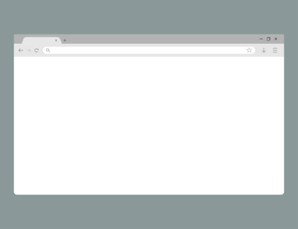 웹 브라우저 창 모형. 웹 사이트 인터페이스의 템플릿입니다. 탭 아이콘이 있는 빈 페이지입니다. 돋보기 유리와 즐겨 찾기 스타 아이콘으로 검색 바. 웹 사이트의 pc 디자인. 현대 브라우저. 벡� - web browser illustrations stock illustrations