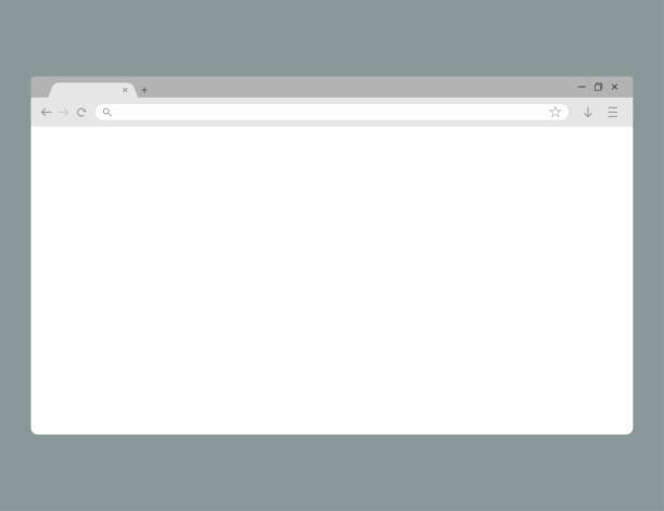 ilustrações de stock, clip art, desenhos animados e ícones de web browser window mockup. template of website interface. blank page with tab icon. search bar with magnifier glass and favorites star icon. pc design of web site. modern browser. vector eps 10. - navegador web