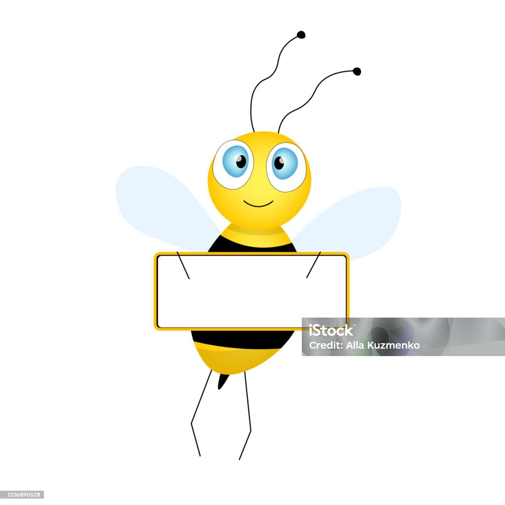 Hoạt Hình Linh Vật Ong Dễ Thương Con Ong Vui Vẻ Với Một Cái Bàn ...