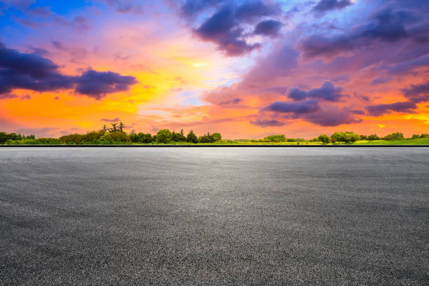 istock Race track road and forest with sky cloud landscape. 1226890878