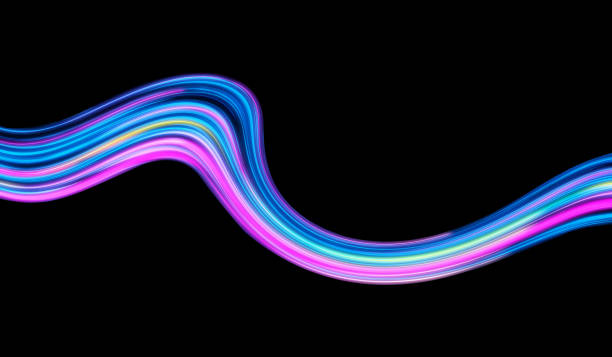 istock Candy colored glowing ribbons, smooth curves abstract texture background. 1226891289
