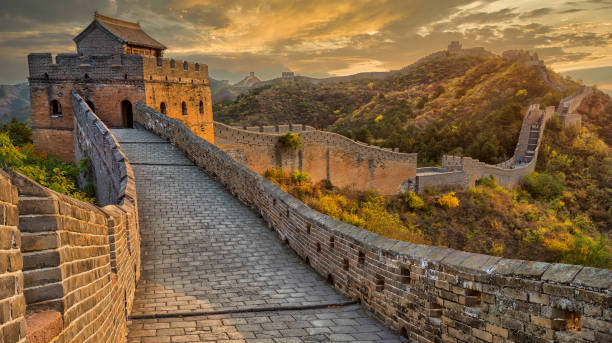 grande muraille de chine - china asia traditional culture travel photos et images de collection