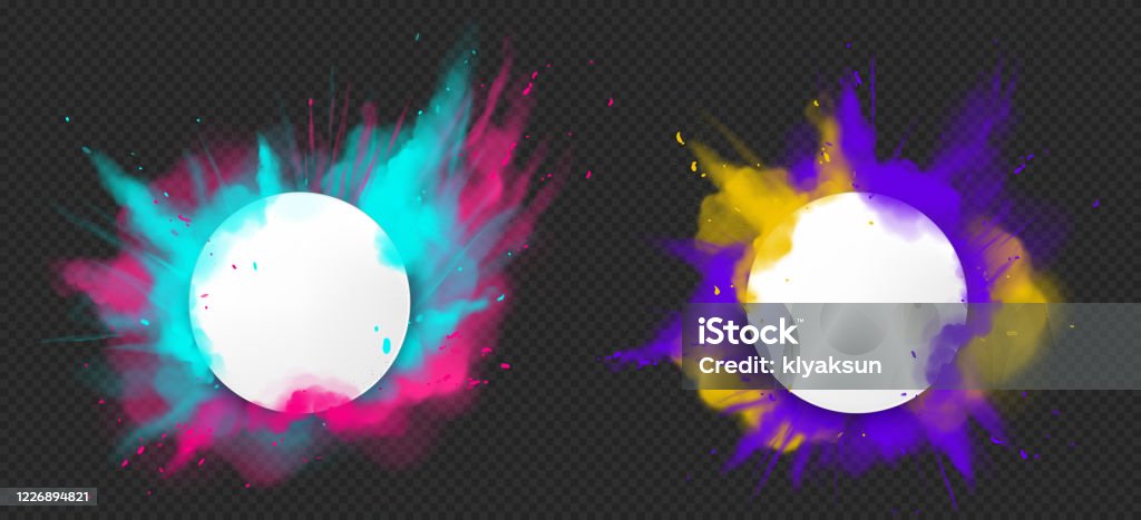 Vector paint powder explotion with round banner - Royalty-free Explodir arte vetorial