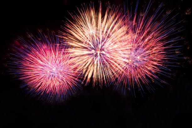 istock Colorful fireworks in black background 1226896494
