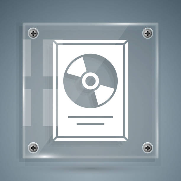 istock White CD disk award in frame icon isolated on grey background. Modern ceremony. Best seller. Musical trophy. Square glass panels. Vector Illustration 1226900784