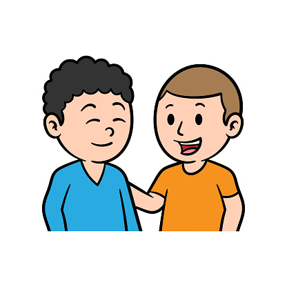 Cartoon Two Friends Talking Illustration Stock Illustration - Download  Image Now - Adult, Boys, Brainstorming - iStock