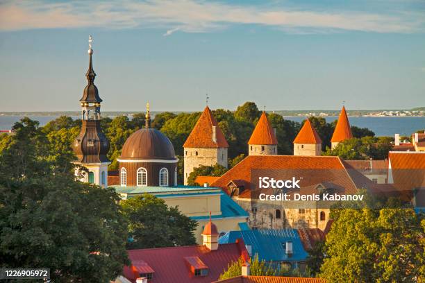 Old City Towers Tallinn Estonia Stock Photo - Download Image Now - Architectural Dome, Baltic Countries, Beach