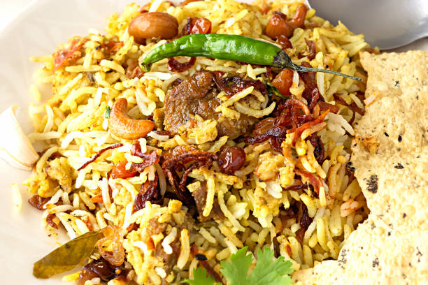 istock Halal Indian chicken or mutton Biryani. Close up. Macro photo. Selective focus. 1226909104
