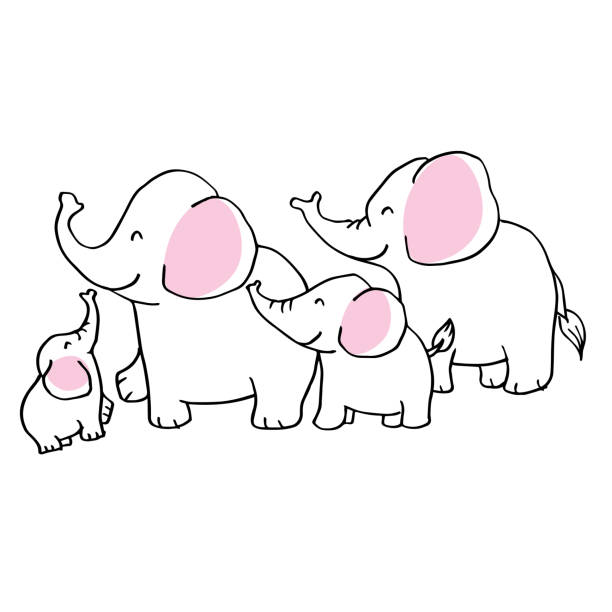 41 Elephant Family Drawing Illustrations & Clip Art - iStock