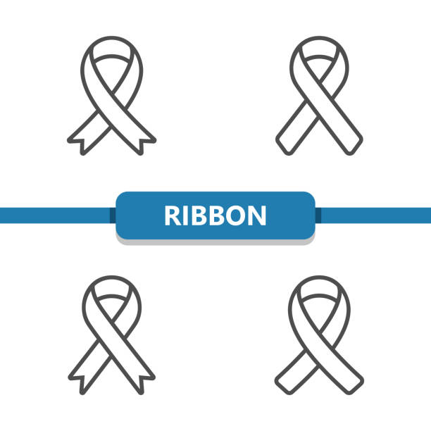 리본 아이콘 - awareness ribbon stock illustrations