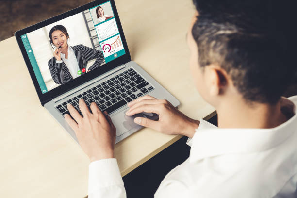 istock Video call business people meeting on virtual workplace or remote office 1226916924