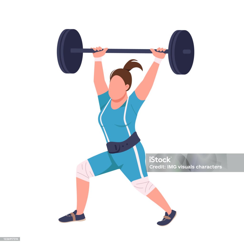 Powerlifter Animation Female Powerlifter Lifting Barbell Flat Color Vector Faceless Character ...