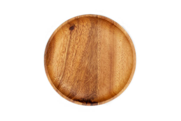 istock Empty wooden tray on white background. 1226918157