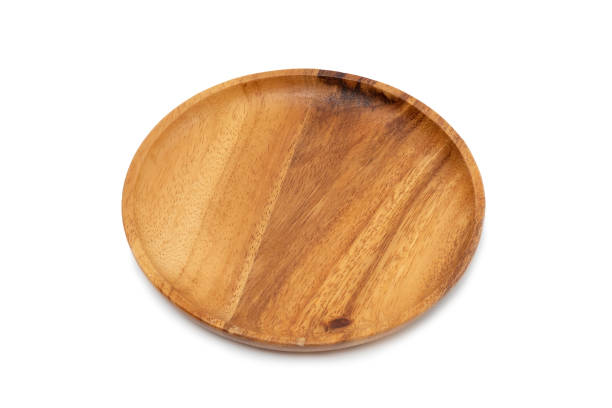 istock Empty wooden tray on white background. 1226918166