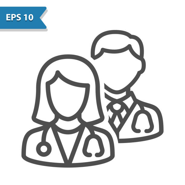 stockillustraties, clipart, cartoons en iconen met pictogram medisch team - artsen