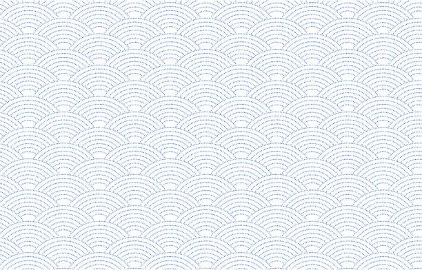 Japanese pattern with white shading on a transparent background blue: shark komon Japanese pattern with white shading on a transparent background blue: shark komon seigaiha stock illustrations