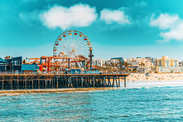 Santa Monica, suburb of Los Angeles. California. Santa Monica city, which is a suburb of Los Angeles and is located on the shores of the Pacific Ocean. santa monica stock pictures, royalty-free photos & images