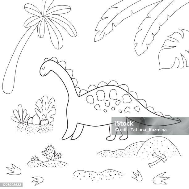 Vetores de Página De Colorir Dinossauro Dinossauro De Desenho