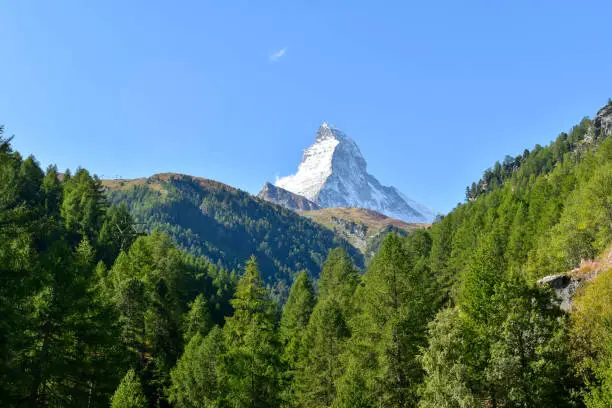 Matterhorn (4478m) in the Pennine Alps from Zermatt, Switzerland.