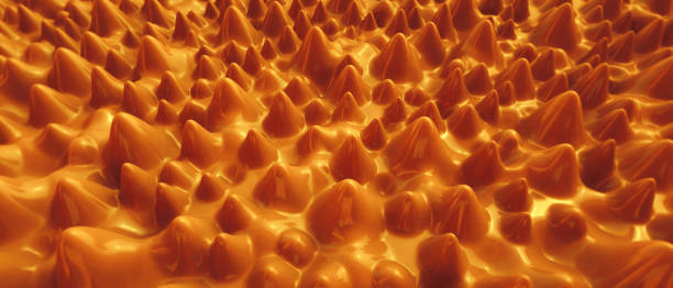 Abstract shiny pattern of caramel colored artificial spike wave noise