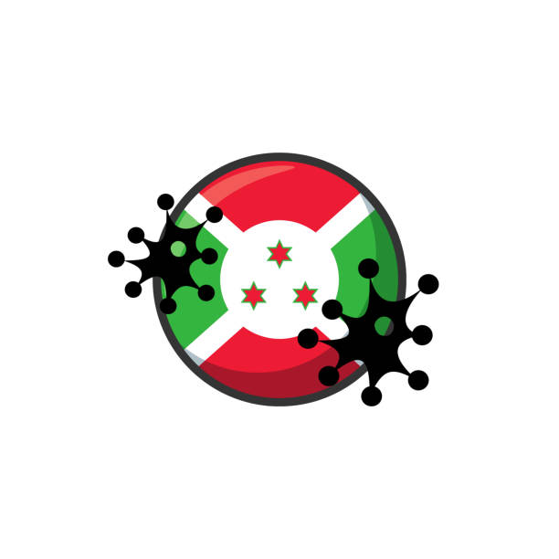 Burundi hit by Coronavirus. Covid-19 impact nationwide. Virus attack on Burundi flag concept illustration on white background republic of tanganyika stock illustrations